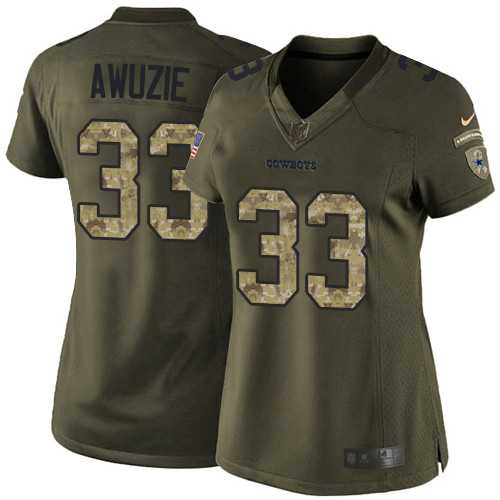 Women's Nike Dallas Cowboys #33 Chidobe Awuzie Green Stitched NFL Limited Salute to Service Jersey