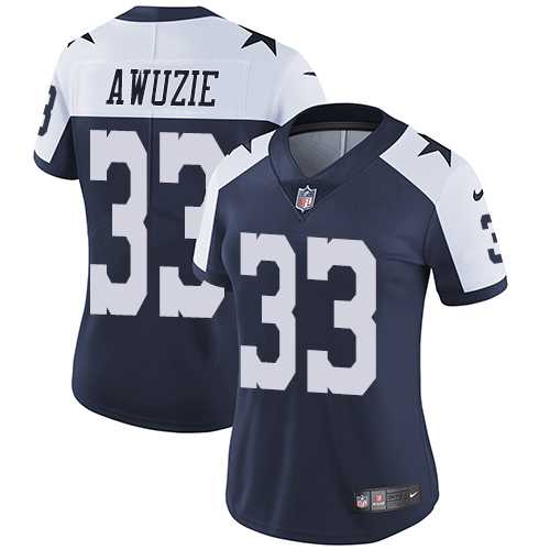 Women's Nike Dallas Cowboys #33 Chidobe Awuzie Navy Blue Thanksgiving Stitched NFL Vapor Untouchable Limited Throwback Jersey