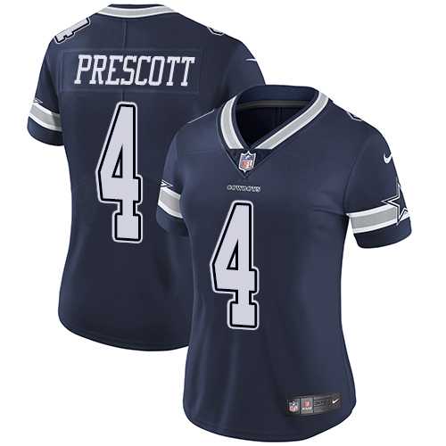 Women's Nike Dallas Cowboys #4 Dak Prescott Navy Blue Team Color Stitched NFL Vapor Untouchable Limited Jersey
