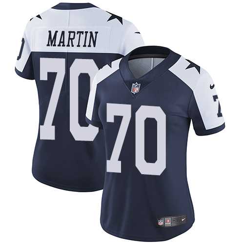 Women's Nike Dallas Cowboys #70 Zack Martin Navy Blue Thanksgiving Stitched NFL Vapor Untouchable Limited Throwback Jersey