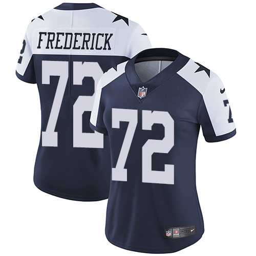 Women's Nike Dallas Cowboys #72 Travis Frederick Navy Blue Thanksgiving Stitched NFL Vapor Untouchable Limited Throwback Jersey