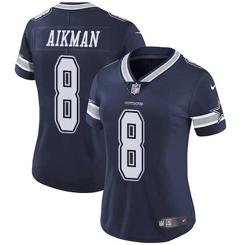 Women's Nike Dallas Cowboys #8 Troy Aikman Navy Blue Team Color Stitched NFL Vapor Untouchable Limited Jersey