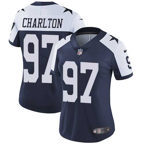 Women's Nike Dallas Cowboys #97 Taco Charlton Navy Blue Thanksgiving Stitched NFL Vapor Untouchable Limited Throwback Jersey