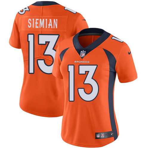 Women's Nike Denver Broncos #13 Trevor Siemian Orange Team Color Stitched NFL Vapor Untouchable Limited Jersey