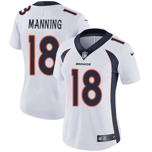 Women's Nike Denver Broncos #18 Peyton Manning White Stitched NFL Vapor Untouchable Limited Jersey