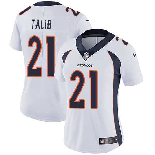 Women's Nike Denver Broncos #21 Aqib Talib White Stitched NFL Vapor Untouchable Limited Jersey