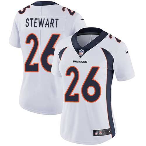 Women's Nike Denver Broncos #26 Darian Stewart White Stitched NFL Vapor Untouchable Limited Jersey