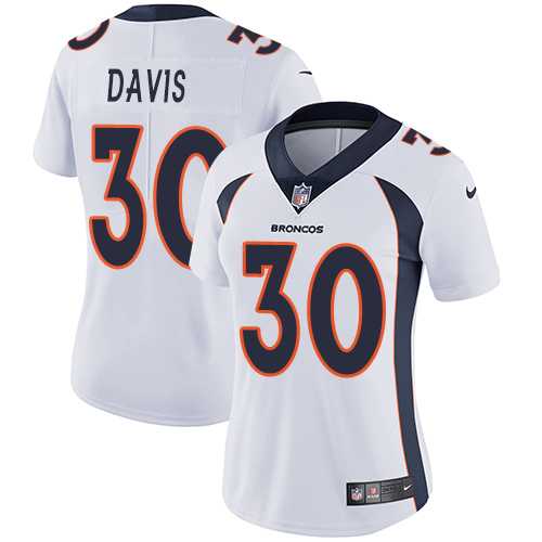 Women's Nike Denver Broncos #30 Terrell Davis White Stitched NFL Vapor Untouchable Limited Jersey
