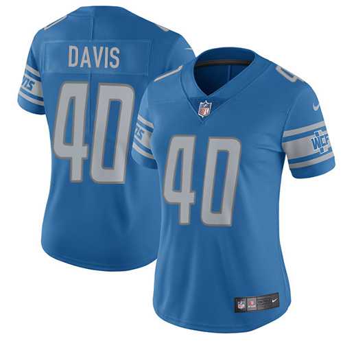Women's Nike Detroit Lions #40 Jarrad Davis Light Blue Team Color Stitched NFL Vapor Untouchable Limited Jersey