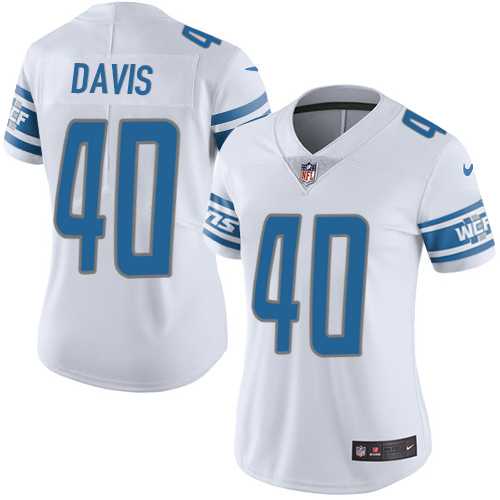 Women's Nike Detroit Lions #40 Jarrad Davis White Stitched NFL Vapor Untouchable Limited Jersey