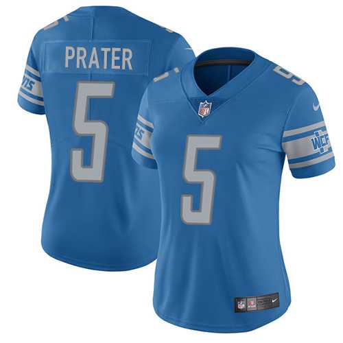 Women's Nike Detroit Lions #5 Matt Prater Light Blue Team Color Stitched NFL Vapor Untouchable Limited Jersey