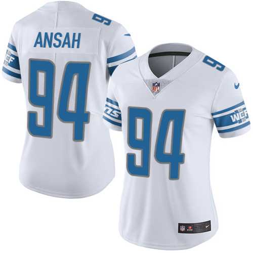 Women's Nike Detroit Lions #94 Ziggy Ansah White Stitched NFL Vapor Untouchable Limited Jersey