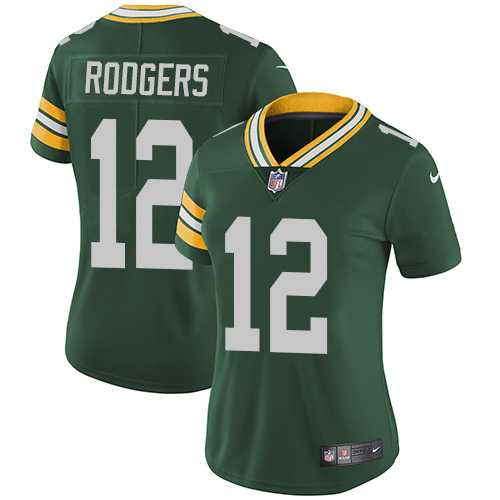 Women's Nike Green Bay Packers #12 Aaron Rodgers Green Team Color Stitched NFL Vapor Untouchable Limited Jersey