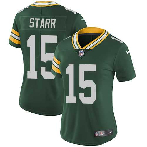 Women's Nike Green Bay Packers #15 Bart Starr Green Team Color Stitched NFL Vapor Untouchable Limited Jersey