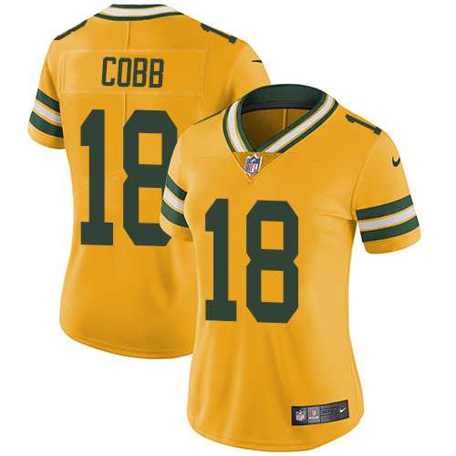 Women's Nike Green Bay Packers #18 Randall Cobb Yellow Stitched NFL Limited Rush Jersey