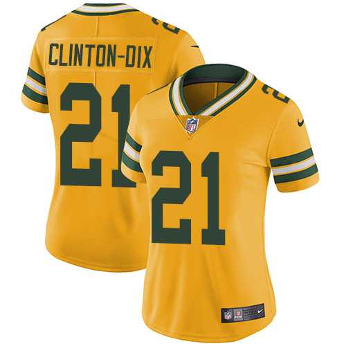 Women's Nike Green Bay Packers #21 Ha Ha Clinton-Dix Yellow Stitched NFL Limited Rush Jersey