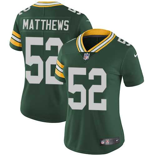 Women's Nike Green Bay Packers #52 Clay Matthews Green Team Color Stitched NFL Vapor Untouchable Limited Jersey