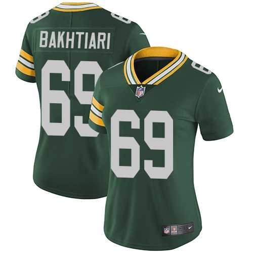 Women's Nike Green Bay Packers #69 David Bakhtiari Green Team Color Stitched NFL Vapor Untouchable Limited Jersey