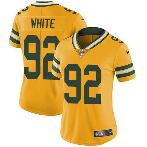 Women's Nike Green Bay Packers #92 Reggie White Yellow Stitched NFL Limited Rush Jersey