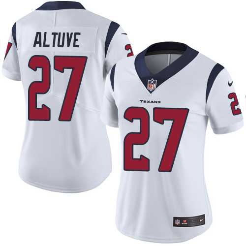 Women's Nike Houston Texans #27 Jose Altuve White Stitched NFL Vapor Untouchable Limited Jersey Women's Nike Houston Texans #27 Jose Altuve White Stitched NFL Vapor Untouchable Limited Jersey