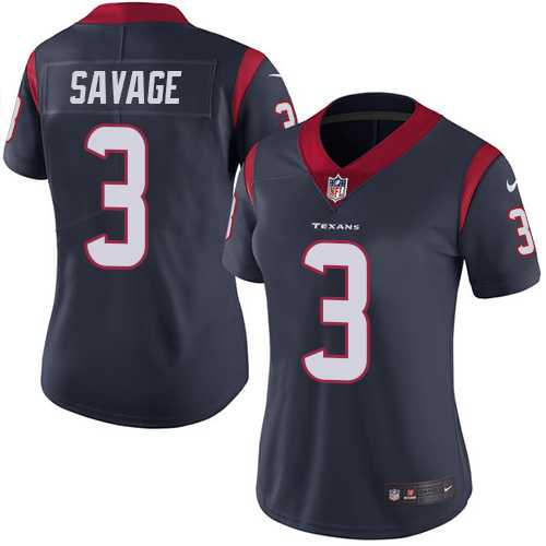 Women's Nike Houston Texans #3 Tom Savage Navy Blue Team Color Stitched NFL Vapor Untouchable Limited Jersey