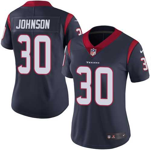 Women's Nike Houston Texans #30 Kevin Johnson Navy Blue Team Color Stitched NFL Vapor Untouchable Limited Jersey