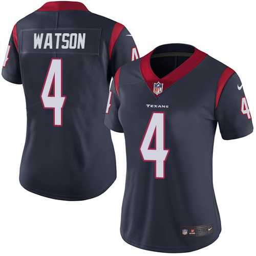 Women's Nike Houston Texans #4 Deshaun Watson Navy Blue Team Color Stitched NFL Vapor Untouchable Limited Jersey