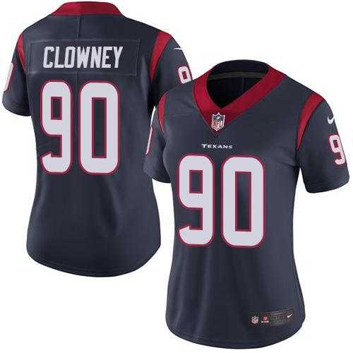 Women's Nike Houston Texans #90 Jadeveon Clowney Navy Blue Team Color Stitched NFL Vapor Untouchable Limited Jersey