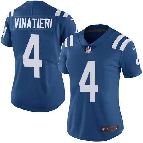 Women's Nike Indianapolis Colts #4 Adam Vinatieri Royal Blue Team Color Stitched NFL Vapor Untouchable Limited Jersey