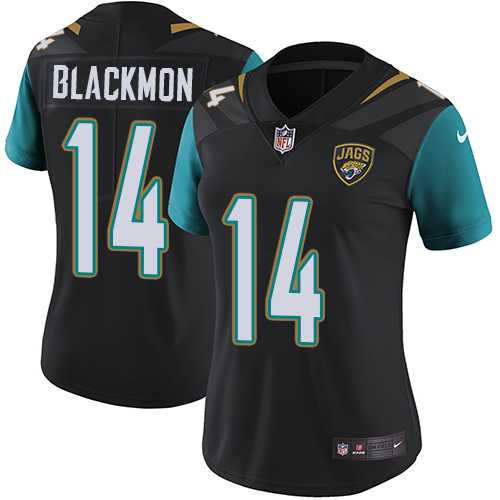 Women's Nike Jacksonville Jaguars #14 Justin Blackmon Black Alternate Stitched NFL Vapor Untouchable Limited Jersey