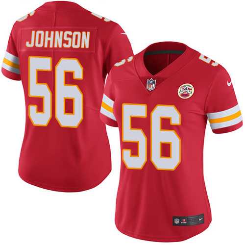 Women's Nike Kansas City Chiefs #56 Derrick Johnson Red Team Color Stitched NFL Vapor Untouchable Limited Jersey