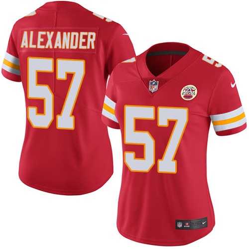 Women's Nike Kansas City Chiefs #57 D.J. Alexander Red Team Color Stitched NFL Vapor Untouchable Limited Jersey