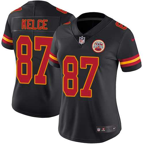Women's Nike Kansas City Chiefs #87 Travis Kelce Black Stitched NFL Limited Rush Jersey