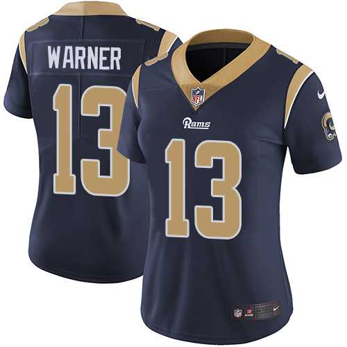 Women's Nike Los Angeles Rams #13 Kurt Warner Navy Blue Team Color Stitched NFL Vapor Untouchable Limited Jersey