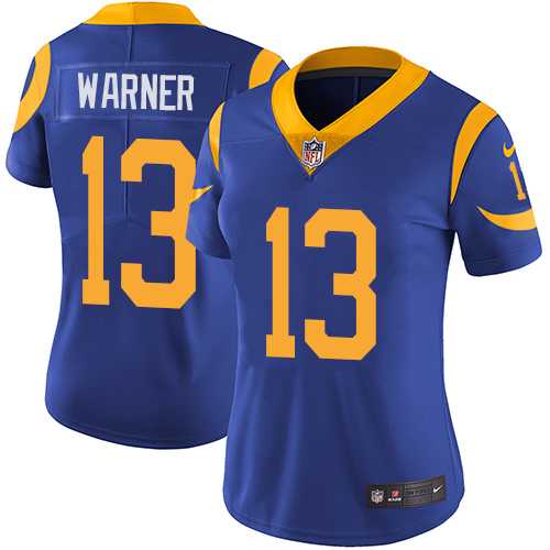 Women's Nike Los Angeles Rams #13 Kurt Warner Royal Blue Alternate Stitched NFL Vapor Untouchable Limited Jersey