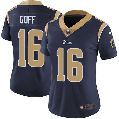 Women's Nike Los Angeles Rams #16 Jared Goff Navy Blue Team Color Stitched NFL Vapor Untouchable Limited Jersey