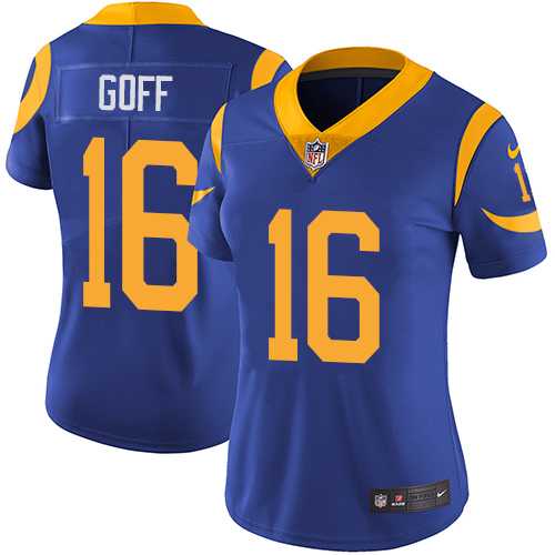 Women's Nike Los Angeles Rams #16 Jared Goff Royal Blue Alternate Stitched NFL Vapor Untouchable Limited Jersey Women's Nike Los Angeles Rams #16 Jared Goff Royal Blue Alternate Stitched NFL Vapor Untouchable Limited Jersey