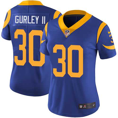 Women's Nike Los Angeles Rams #30 Todd Gurley II Royal Blue Alternate Stitched NFL Vapor Untouchable Limited Jersey