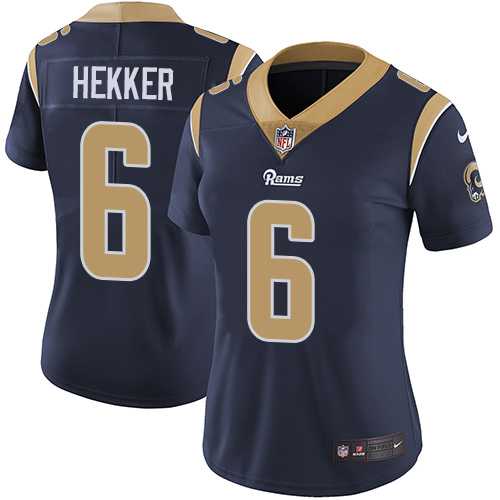 Women's Nike Los Angeles Rams #6 Johnny Hekker Navy Blue Team Color Stitched NFL Vapor Untouchable Limited Jersey