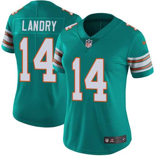 Women's Nike Miami Dolphins #14 Jarvis Landry Aqua Green Alternate Stitched NFL Vapor Untouchable Limited Jersey