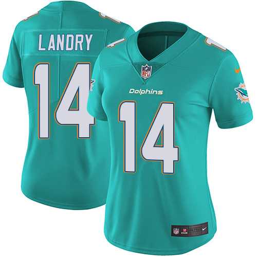 Women's Nike Miami Dolphins #14 Jarvis Landry Aqua Green Team Color Stitched NFL Vapor Untouchable Limited Jersey Women's Nike Miami Dolphins #14 Jarvis Landry Aqua Green Team Color Stitched NFL Vapor Untouchable Limited Jersey
