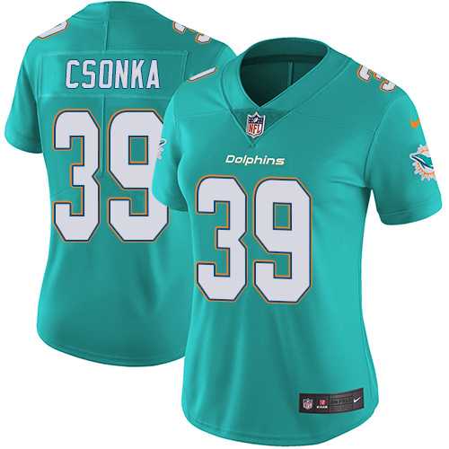 Women's Nike Miami Dolphins #39 Larry Csonka Aqua Green Team Color Stitched NFL Vapor Untouchable Limited Jersey