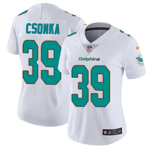 Women's Nike Miami Dolphins #39 Larry Csonka White Stitched NFL Vapor Untouchable Limited Jersey