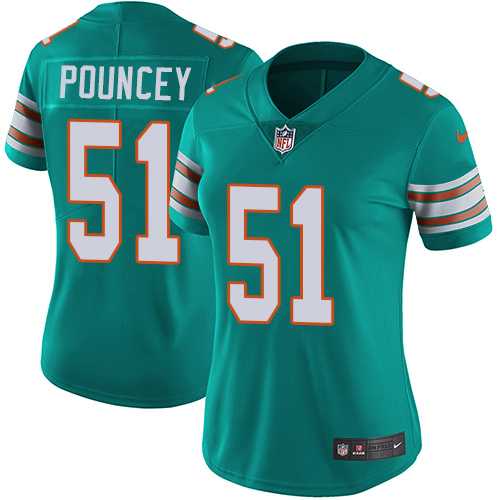 Women's Nike Miami Dolphins #51 Mike Pouncey Aqua Green Alternate Stitched NFL Vapor Untouchable Limited Jersey