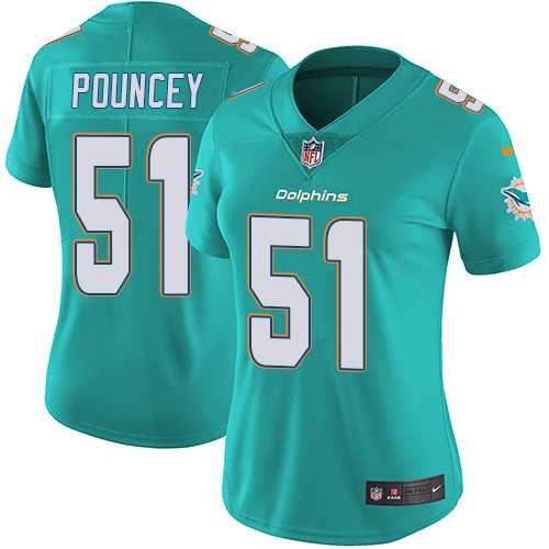 Women's Nike Miami Dolphins #51 Mike Pouncey Aqua Green Team Color Stitched NFL Vapor Untouchable Limited Jersey