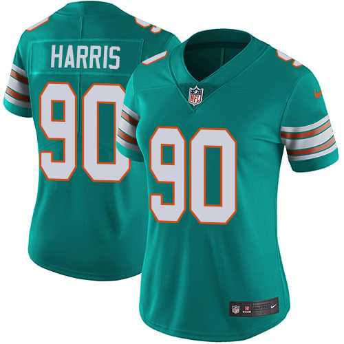 Women's Nike Miami Dolphins #90 Charles Harris Aqua Green Alternate Stitched NFL Vapor Untouchable Limited Jersey