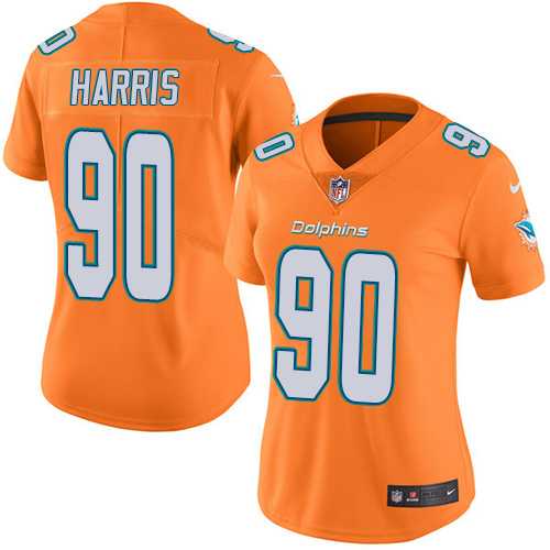Women's Nike Miami Dolphins #90 Charles Harris Orange Stitched NFL Limited Rush Jersey