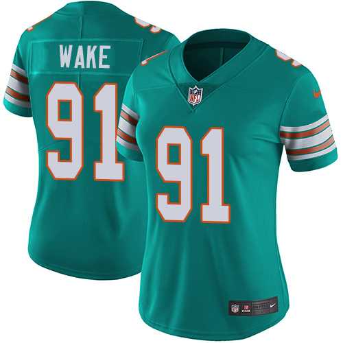 Women's Nike Miami Dolphins #91 Cameron Wake Aqua Green Alternate Stitched NFL Vapor Untouchable Limited Jersey