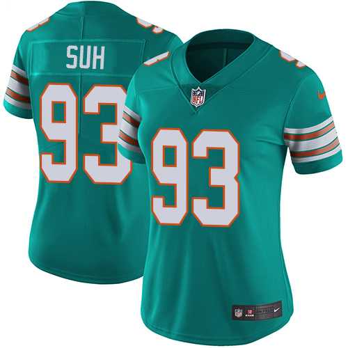 Women's Nike Miami Dolphins #93 Ndamukong Suh Aqua Green Alternate Stitched NFL Vapor Untouchable Limited Jersey