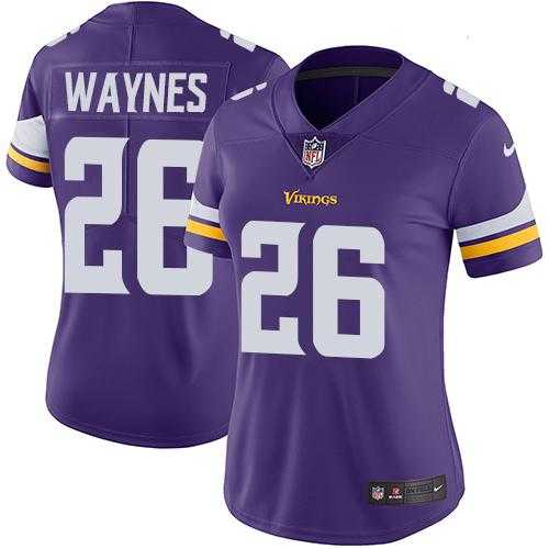 Women's Nike Minnesota Vikings #26 Trae Waynes Purple Team Color Stitched NFL Vapor Untouchable Limited Jersey